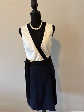 Diane Von Furstenberg Black and Ivory Wrap Midi Dress